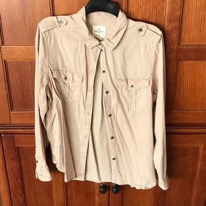 american eagle pink button up top